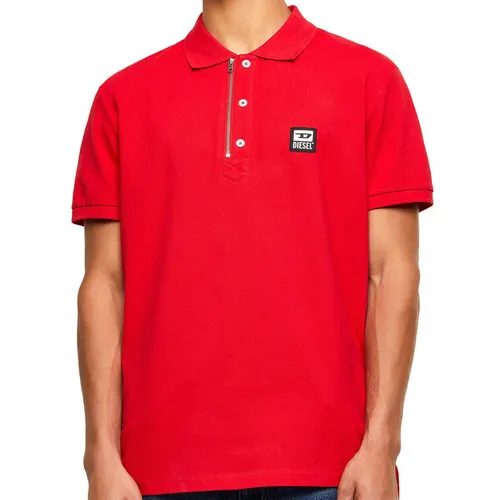 Áo Polo Nam Diesel A0008200MXZ GA04 Zip Detail Polo Shirt Màu Đỏ Size M