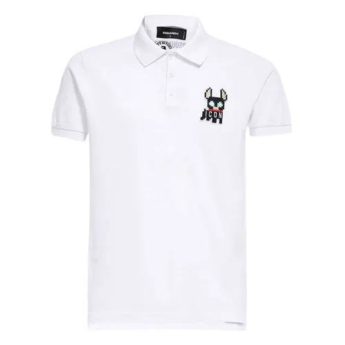 Thời trang DSquared2 Áo Polo - Áo Polo Nam Dsquared2 White With Logo CIRO Embroidered S79GL0006 S22743 100 Màu Trắng - Vua Hàng Hiệu