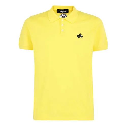 Áo Polo Nam Dsquared2 Yellow With Logo Leaf Printed S74GL0060 S24276 Màu Vàng