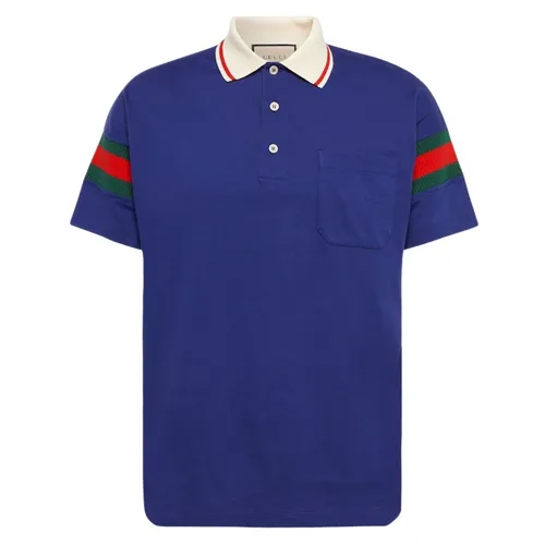 Áo Polo Nam Gucci With Pocket Polo Shirt 713997 Màu Xanh Blue Size S