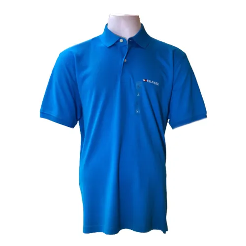 Thời trang Tommy Hilfiger Áo Polo - Áo Polo Nam Tommy Hilfiger Blue Polo Shirt 78j5591 400 Màu Xanh Dương Size L - Vua Hàng Hiệu