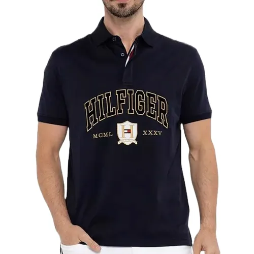 Thời trang Tommy Hilfiger Áo Polo - Áo Polo Nam Tommy Hilfiger Regular Fit Crest Polo Shirt 78J8885410 GD04 Màu Xanh Navy Size XS - Vua Hàng Hiệu