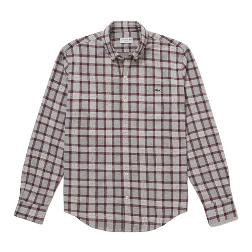 Áo Sơ Mi Dài Tay Nam Lacoste Men's Cotton Knitted Shirt CH9870 BZD Màu Kẻ Caro Đỏ Size 39