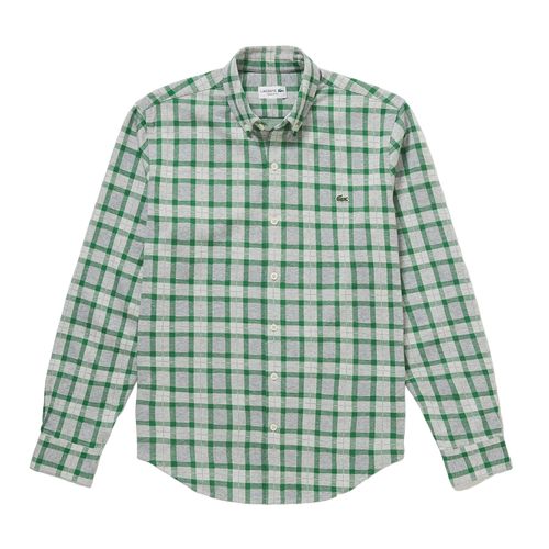 Áo Sơ Mi Dài Tay Nam Lacoste Men's Cotton Knitted Shirt CH9870 SJF Màu Kẻ Xanh Caro Size 39