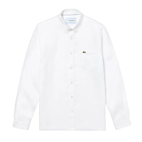 Thời trang Áo sơ mi Vải Linen - Áo Sơ Mi Dài Tay Nam Lacoste Men's Regular Fit Linen Shirt CH4990 001 Màu Trắng Size 41 - Vua Hàng Hiệu