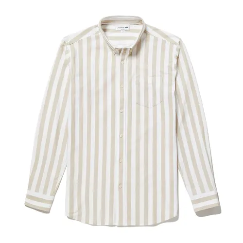 Áo Sơ Mi Dài Tay Nam Lacoste Men's Slim Fit Striped Business Shirt CH705EL Z1S Màu Be Size 2