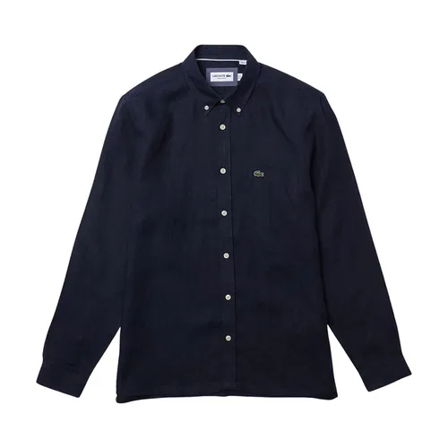 Thời trang Áo sơ mi Vải Linen - Áo Sơ Mi Dài Tay Nam Lacoste Regular Fit Linen Shirt CH4990 166 Màu Xanh Navy Size 38 - Vua Hàng Hiệu