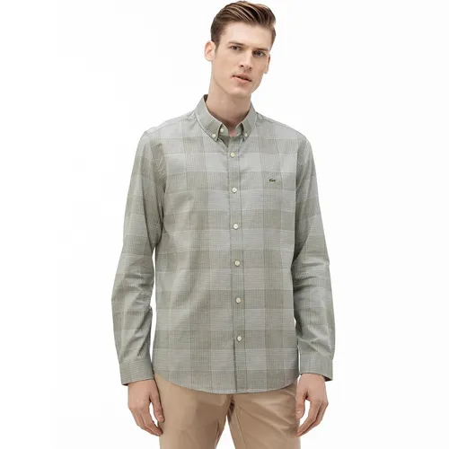 Áo Sơ Mi Dài Tay Nam Lacoste Shirt Men's Slim Fit With A Collar Fastened With Buttons CH0012 12Y Màu Xanh Kẻ Size 39