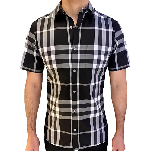 Thời trang Đen trắng Áo sơ mi - Áo Sơ Mi Nam Burberry 8004540 Màu Đen Trắng Size M - Vua Hàng Hiệu