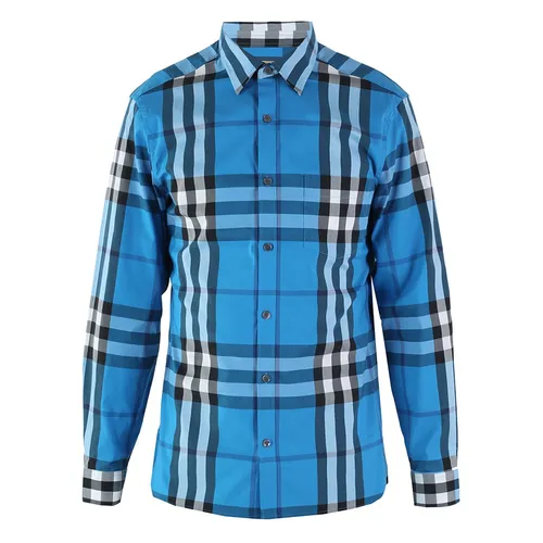 Áo Sơ Mi Nam Burberry Checked Shirt 4015345 4310B Màu Xanh Blue Size L