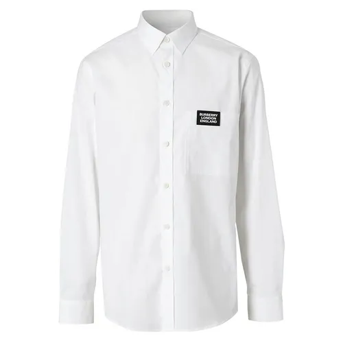 Áo Sơ Mi Nam Burberry Men's Logo Detail Stretch Cotton Poplin Shirt 8021794 Màu Trắng Size M