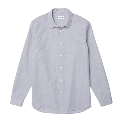 Thời trang Xám Áo sơ mi - Áo Sơ Mi Nam Dài Tay Lacoste Regular Fit Checkered Premium Cotton Poplin Shirt CH2974 AU8 Màu Xám Size 38 - Vua Hàng Hiệu