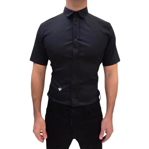 Thời trang Dior Nam Áo sơ mi - Áo Sơ Mi Nam Dior Men's Black Embroidered Bee Shirt Màu Đen Size 39 - Vua Hàng Hiệu