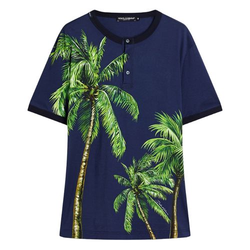 Áo Thun Nam Dolce & Gabbana D&G Printed Cotton-jersey Tshirt Màu Xanh Navy Size 46