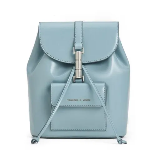 Balo Nữ Charles & Keith CNK Cesia Metallic Accent Backpack Slate Blue 60151332 Màu Xanh Nhạt