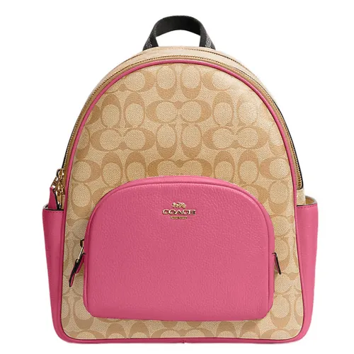 Túi xách Coach Balo - Balo Nữ Coach Court Backpack In Signature Canvas 5671 Màu Hồng/Khaki - Vua Hàng Hiệu