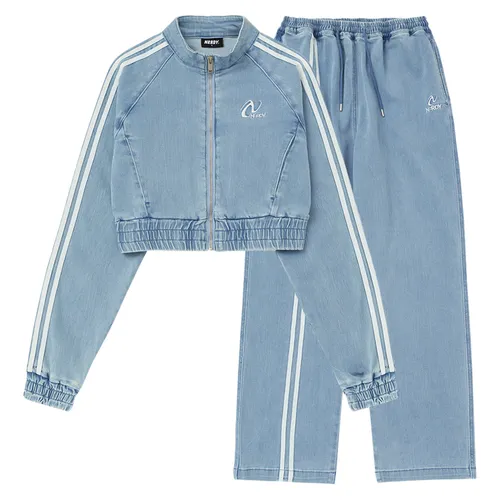 Nerdy - Bộ Quần Áo Dài Tay Nữ Nerdy Crop Denim Màu Xanh Nhạt - Vua Hàng Hiệu