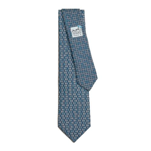 Cà Vạt Nam Hermès Cravate Twillbi Tie 7 Maillons Trombone Marine/Bleu/Ciel Màu Xanh
