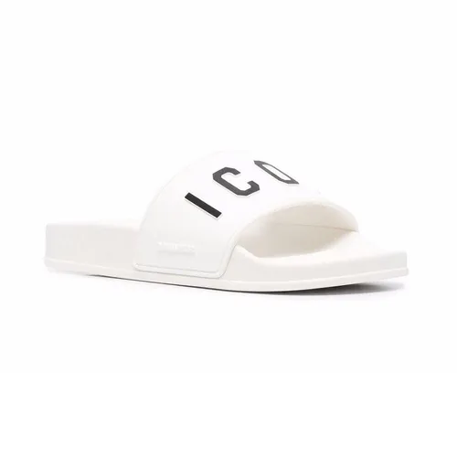 Dép Nam Dsquared2 Icon-Print Pool Slides Màu Trắng Size 40 - Dép - Vua Hàng Hiệu