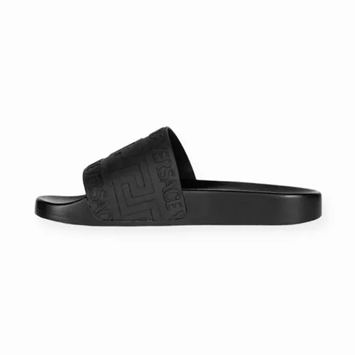 Dép Nam Versace La Greca Logo In Black  1006272 Màu Đen Size 42