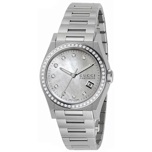 Đồng Hồ Nữ Gucci Pantheon Mother Of Pearl Dial Diamond Watch YA115404 Màu Bạc
