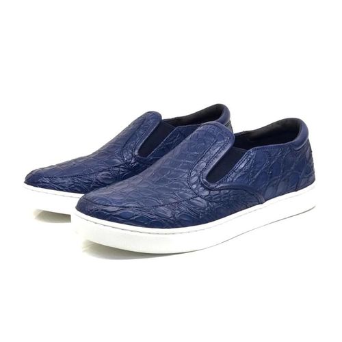 Giày Slip On Dolce & Gabbana D&G Crocodile Trainers Màu Xanh Đậm Size 6.5