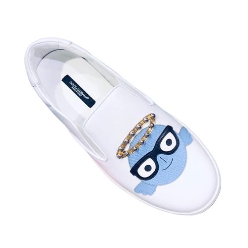 Giày Slip On Dolce & Gabbana D&G Họa Tiết Màu Trắng Size 40