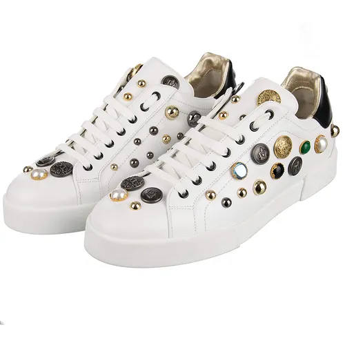 Giày Sneaker Dolce & Gabbana D&G Portofino Light Mit Nieten Màu Trắng Size 39