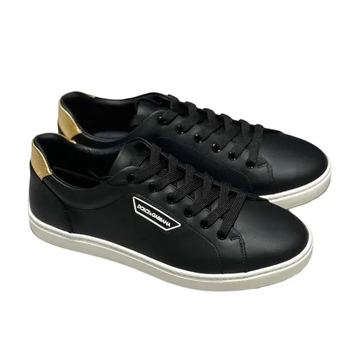 Giày Sneaker Nam Dolce & Gabbana D&G Black Leather With White Logo CS1326 B55331 80995 Màu Đen Size 41