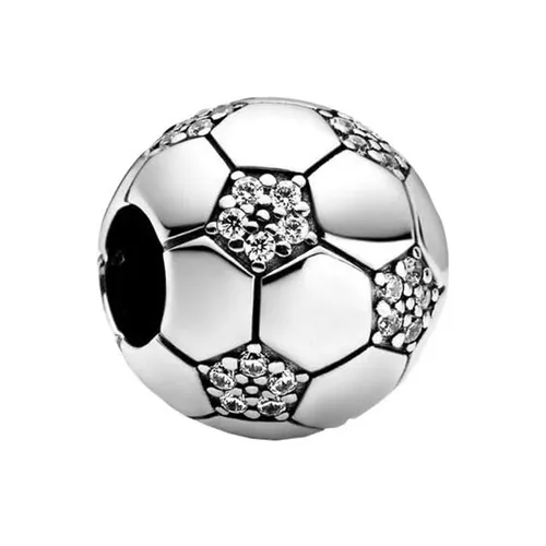Hạt Vòng Charm Nữ Pandora Retired Sterling Silver Sparkling Soccer Football Sports with Clear Zirconia 798795C01 Màu Bạc