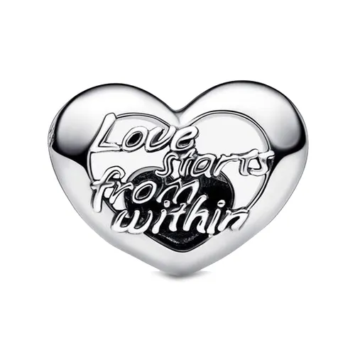 Hạt Vòng Charm Pandora Openwork Heart & Script Charm 792512C00 Màu Bạc
