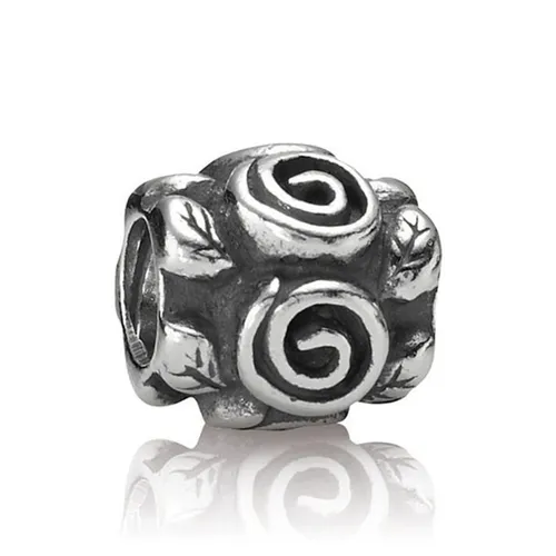 Hạt Vòng Charm Pandora Retired Sterling Silver Rose Leaf Bead 790136 Màu Bạc