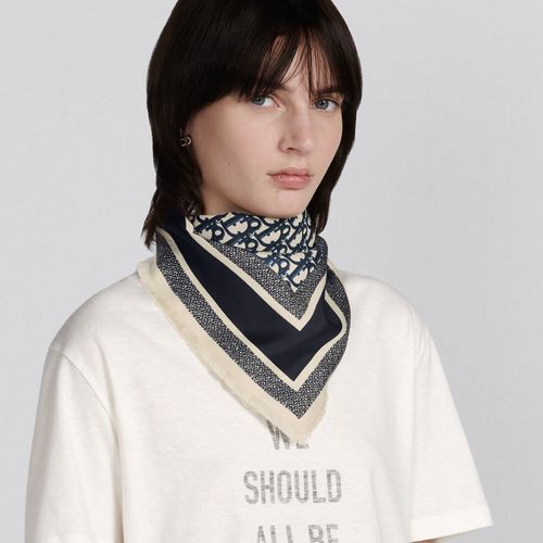 Khăn nữ Dior Designer Silk Scarves U0026 Mitzah For Màu Xanh Navy Phối Trắng-5