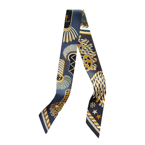 Khăn Nữ Hermès Epaulettes de Gala Twilly Marine / Gold / Blanc Phối Màu