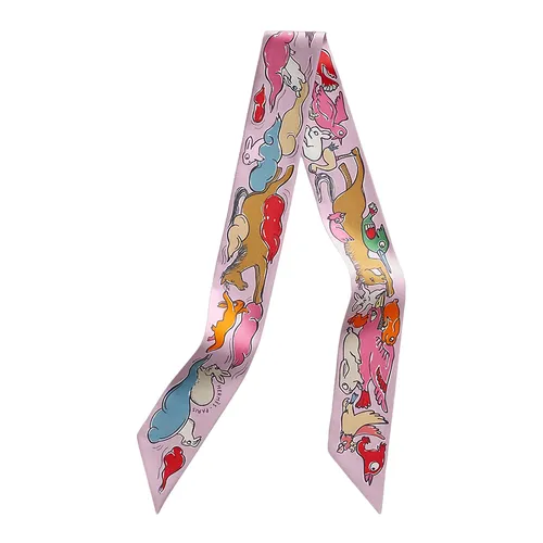 Khăn Nữ Hermès Mille Et Un Lapins Twilly Parme / Rose Vif / Camel Màu Hồng - Thời trang - Vua Hàng Hiệu