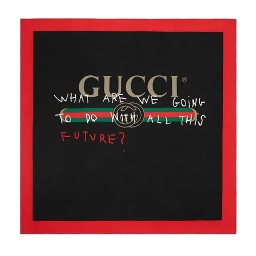 Khăn Quàng Cổ Lụa Gucci Black Coco Capitan Printed Shawl Màu Đen Đỏ - Thời trang - Vua Hàng Hiệu