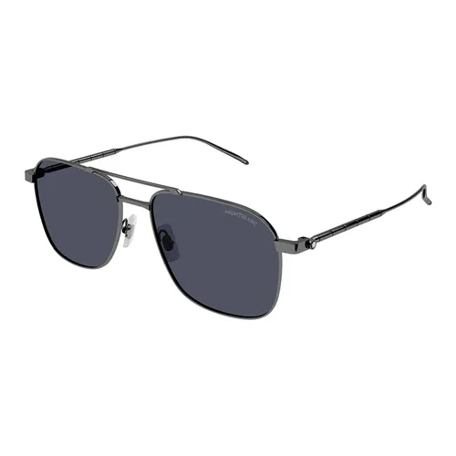 Montblanc Nam Xanh Đen Kính chống nắng/Sunglasses - Kính Mát Nam Montblanc MB0214S_008.IS Sunglasses Màu Xanh Đen - Vua Hàng Hiệu