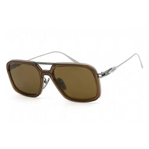 Kính Mát Nam Prada PR57ZS 18F01T Green Dark Brown Sunglasses Màu Xanh Nâu