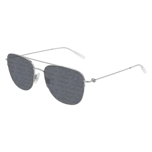 Montblanc Xám bạc Kính chống nắng/Sunglasses - Kính Mát Unisex Montblanc MB0096S-005 Established Màu Xám Bạc - Vua Hàng Hiệu