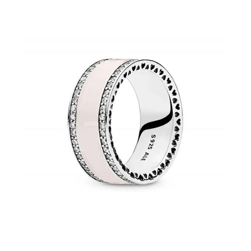 Nhẫn Nữ Pandora Silver Ring With Clear Cubic Zirconia And Pink Enamel 191024EN40 Màu Hồng Size 56