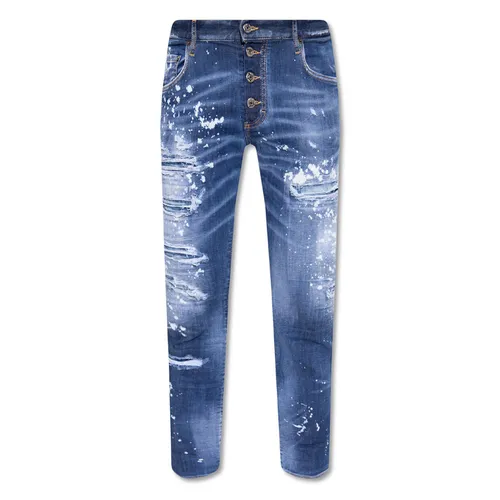 DSquared2 - Quần Jean Nam Dsquared2 Blue Logo Patch Paint-Splatter Skater Fit S71LB1032 Màu Xanh Size 44 - Vua Hàng Hiệu