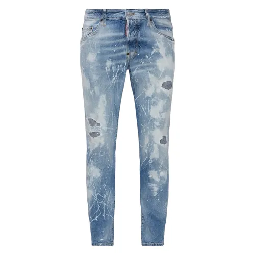 Thời trang - Quần Jean Nam Dsquared2 Light Blue Cropped Wash Skater Fit S71LB1035 S30309 Màu Xanh Nhạt Size 46 - Vua Hàng Hiệu