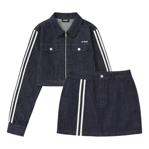 Nerdy - Set Áo + Chân Váy Nữ Nerdy Crop Top Denim Màu Xanh Đen - Vua Hàng Hiệu
