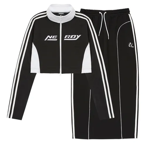 Nerdy - Set Áo + Chân Váy Nữ Nerdy Crop Track Màu Đen - Vua Hàng Hiệu