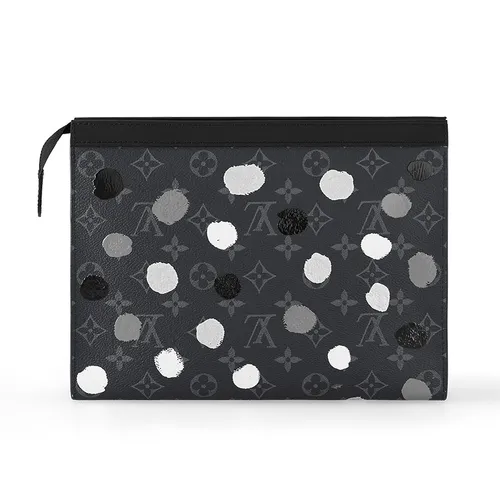 Túi xách - Túi Cầm Tay Nam Louis Vuitton LV Pochette Mono Painted Dots Clutch M81934 Màu Đen - Vua Hàng Hiệu