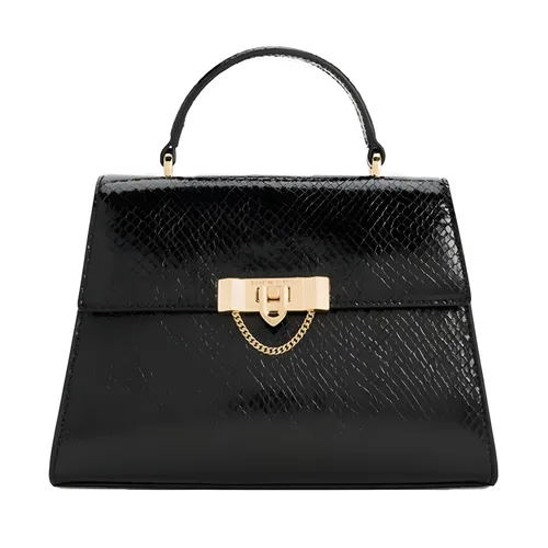 Túi Đeo Chéo Charles & Keith CNK Tallulah Snake Print Trapeze Top Handle 50271275-1 Màu Đen