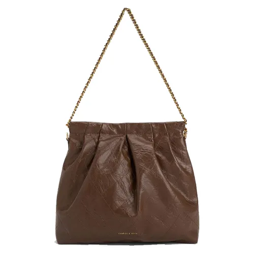 Túi Đeo Chéo Nữ Charles & Keith CNK Duo Double Chain Hobo Bag Dark Brown 40671449 Màu Nâu Đậm (Kèm Túi Nhỏ)