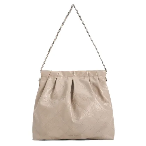 Túi Đeo Chéo Nữ Charles & Keith CNK Duo Double Chain Hobo Bag Taupe 40671449 Màu Nâu Nhạt (Kèm Túi Nhỏ)