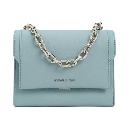 Túi Đeo Chéo Nữ Charles & Keith CNK Front Flap Chain Handle Crossbody Bag Slate Blue 80701349 Màu Xanh