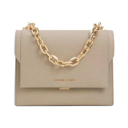 Túi Đeo Chéo Nữ Charles & Keith CNK Front Flap Chain Handle Crossbody Bag Taupe 80701349 Màu Nâu Sẫm